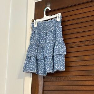 Floral Blue Tiered Skirt